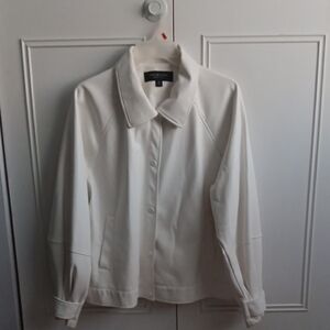 Women's Ivory Button-Front Jean Jacket